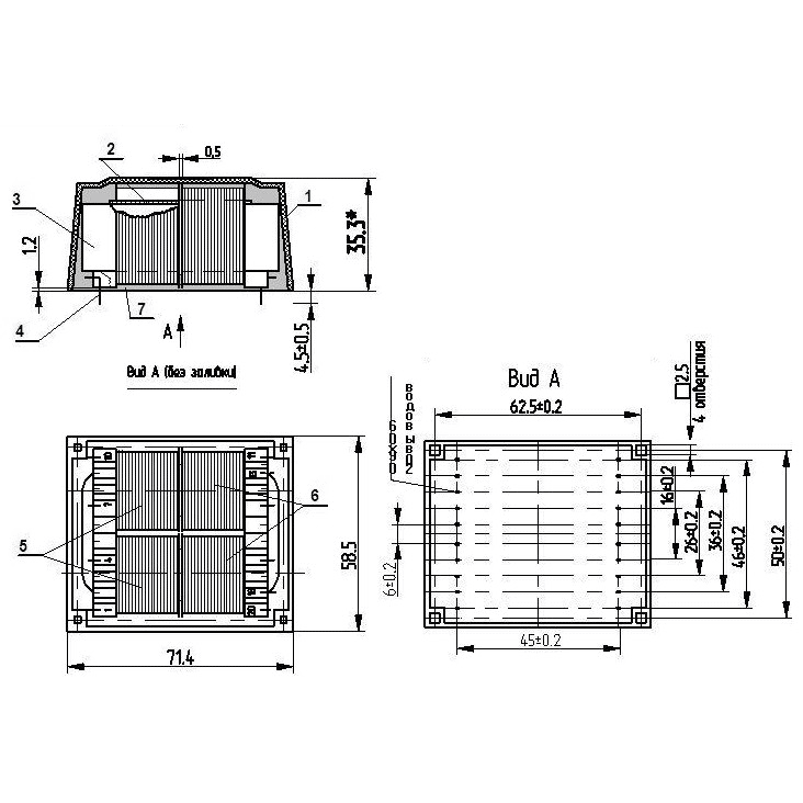Размеры трансформатора серии ТПГ-32